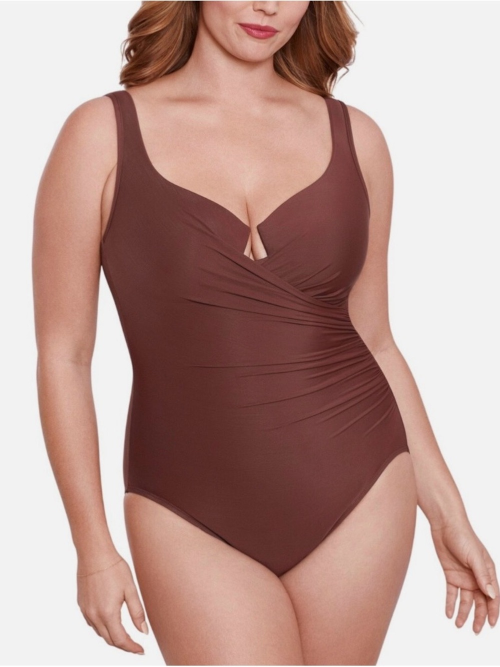 Miraclesuit Brown One-Piece Swimsuit 24W NWT